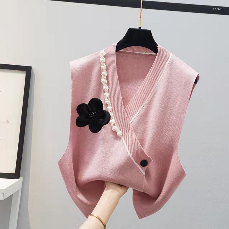 Women's Vests Korean Fashion Woman Pearl Flower Knit Tank Top Beading Sweater Jacket V-Neck Women's Clothing Spring Waistcoat Black Pink, White
Women's Vests Korean Fashion Woman Pearl Flower Knit Tank Top Beading Sweater Jacket V-Neck Women's Clothing Spring Waistcoat Black Pink, White