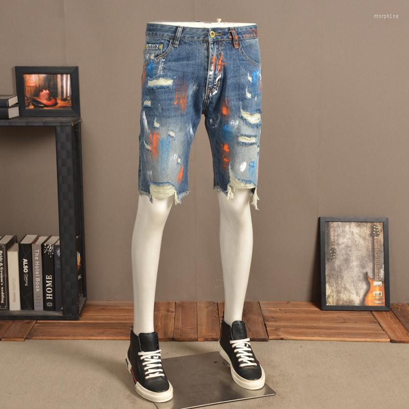 Men's Shorts Blue Ripped Men's Hole Denim Summer Streetwear Casual Painting Printed Short Jeans
Men's Shorts Blue Ripped Men's Hole Denim Summer Streetwear Casual Painting Printed Short Jeans