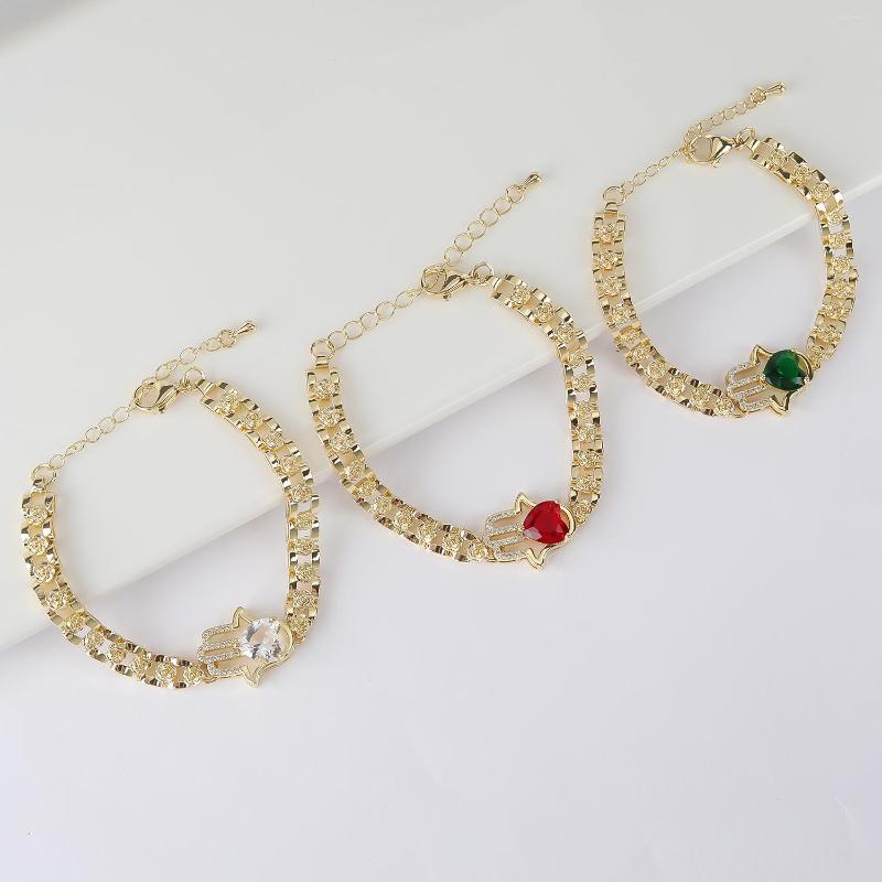 Link Bracelets Cubic Zirconia Gold-Plated Turkish Fatima Hand Lucky Palm Bracelet Rose Chain Adjustable Exquisit Jewelry Send Girlfriend
Link Bracelets Cubic Zirconia Gold-Plated Turkish Fatima Hand Lucky Palm Bracelet Rose Chain Adjustable Exquisit Jewelry Send Girlfriend