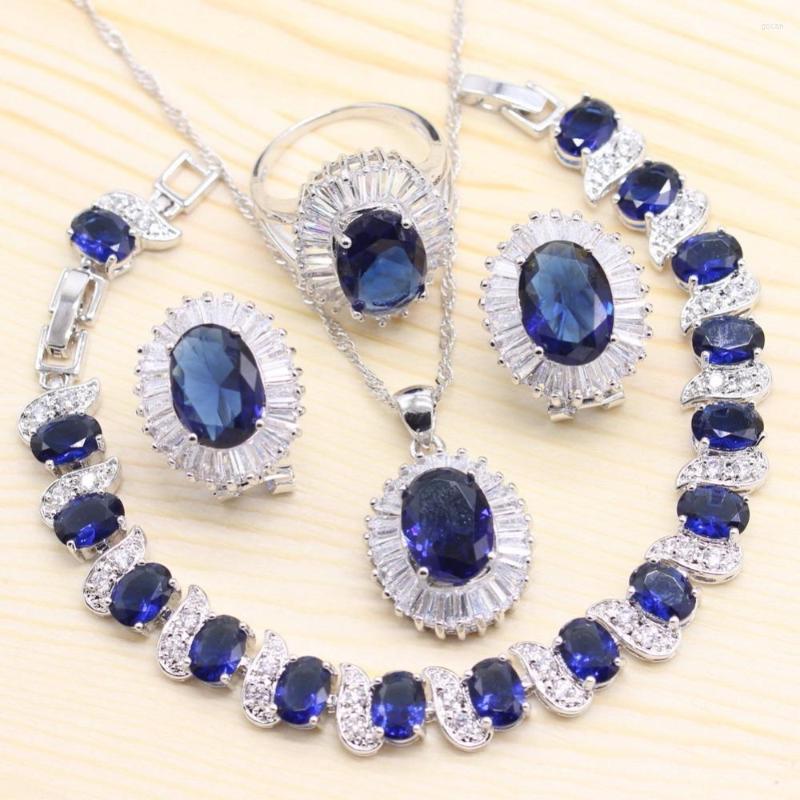 Necklace Earrings Set Sliver 925 Costume For Women Bracelets Pendant Stud Rings Wedding With Blue Stones, Picture shown
Necklace Earrings Set Sliver 925 Costume For Women Bracelets Pendant Stud Rings Wedding With Blue Stones, Picture shown