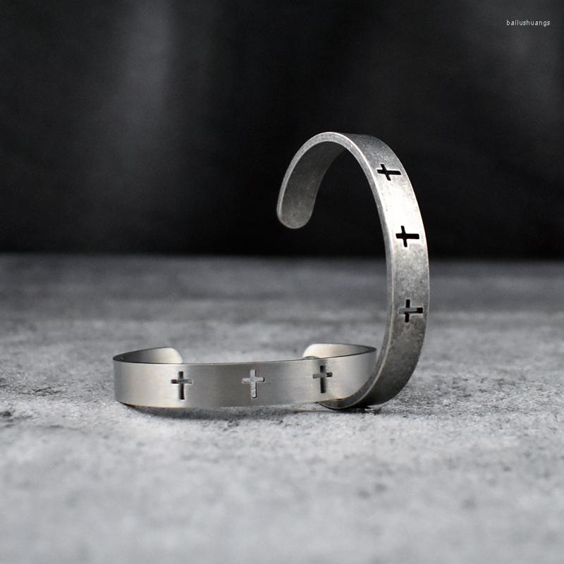 Bangle Silver Color Stainless Steel Open Cuff Bracelets Bangles For Men Vintage Jewelry Hollow Cross Charm Accessories Punk
Bangle Silver Color Stainless Steel Open Cuff Bracelets Bangles For Men Vintage Jewelry Hollow Cross Charm Accessories Punk