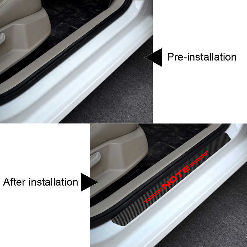 4Pcs Carbon Fiber Car Door Sill Scuff Anti Scratch Sticker for Nissan NOTE E11 E12 Accessories