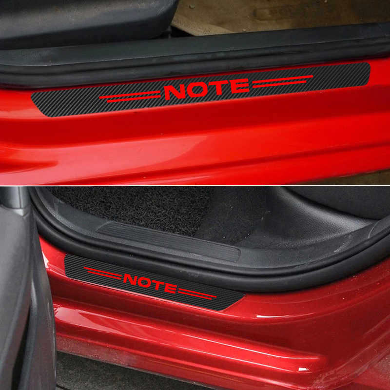 4Pcs Carbon Fiber Car Door Sill Scuff Anti Scratch Sticker for Nissan NOTE E11 E12 Accessories