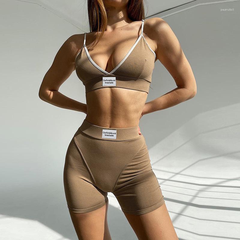 Women' Tracksuits Sport Strap Vest Tank Top Tight Stretch High Elastic Shorts Two Piece Set Women Outfit Fitness Tracksuit Casual, Brown 
Women' Tracksuits Sport Strap Vest Tank Top Tight Stretch High Elastic Shorts Two Piece Set Women Outfit Fitness Tracksuit Casual, Brown