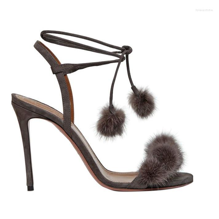 Sandals Sestito Ladies Sexy Peep Toe Fur Ball Decorated Stiletto High Heels Dress Party Shoes Woman Lace-up Ankle Strap, As pictures
Sandals Sestito Ladies Sexy Peep Toe Fur Ball Decorated Stiletto High Heels Dress Party Shoes Woman Lace-up Ankle Strap, As pictures