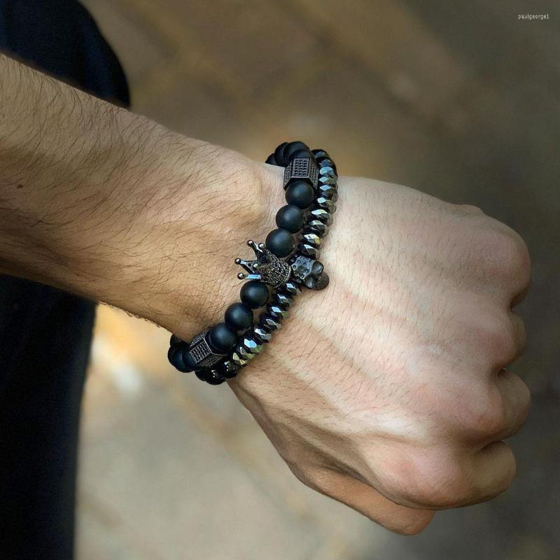 Charm Bracelets 2pcs/set 8mm Black Bead Stone For Men&Women Micro Pave CZ Circle Bracelet Jewelry
Charm Bracelets 2pcs/set 8mm Black Bead Stone For Men&Women Micro Pave CZ Circle Bracelet Jewelry