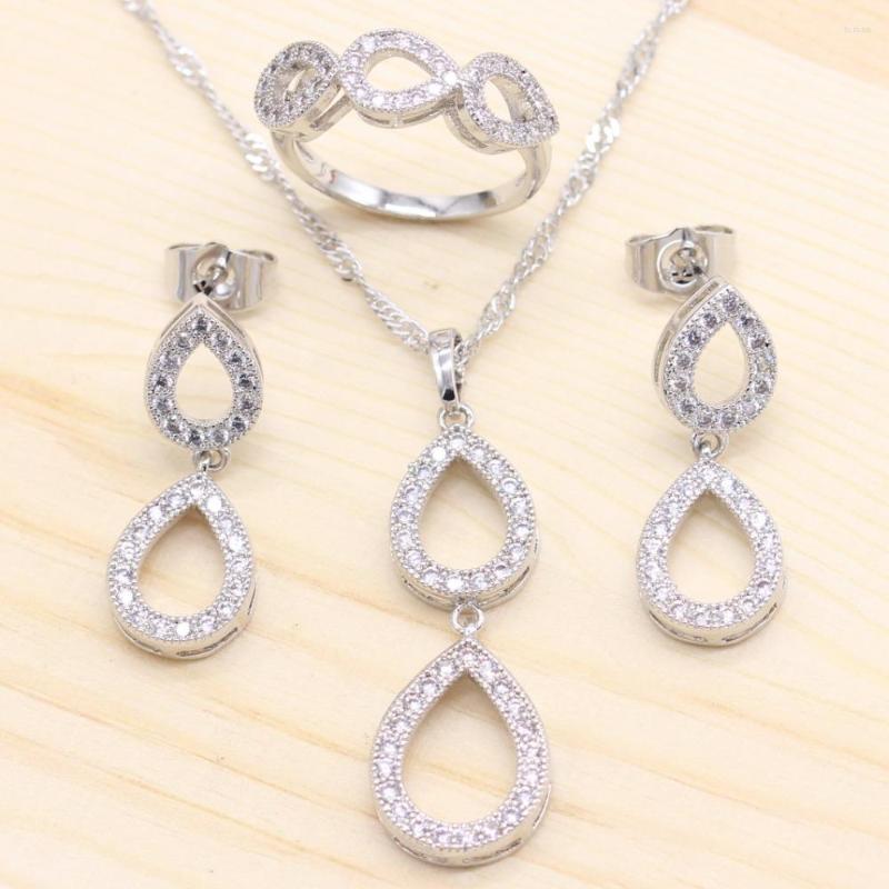 Necklace Earrings Set Silver 925 Water Drop Shape White Cubic Zirconia Women Pendant Rings Jewelry Party Gift, Picture shown
Necklace Earrings Set Silver 925 Water Drop Shape White Cubic Zirconia Women Pendant Rings Jewelry Party Gift, Picture shown