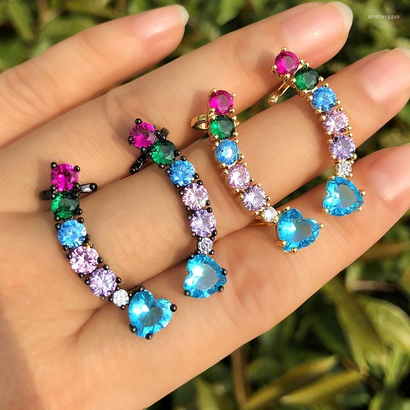 Stud Earrings Multicolor Ear Cuff Clip On Earring Round CZ Heart Shaped Gold Color For Women Rainbow Crystal Glass Stone Jewelry
Stud Earrings Multicolor Ear Cuff Clip On Earring Round CZ Heart Shaped Gold Color For Women Rainbow Crystal Glass Stone Jewelry