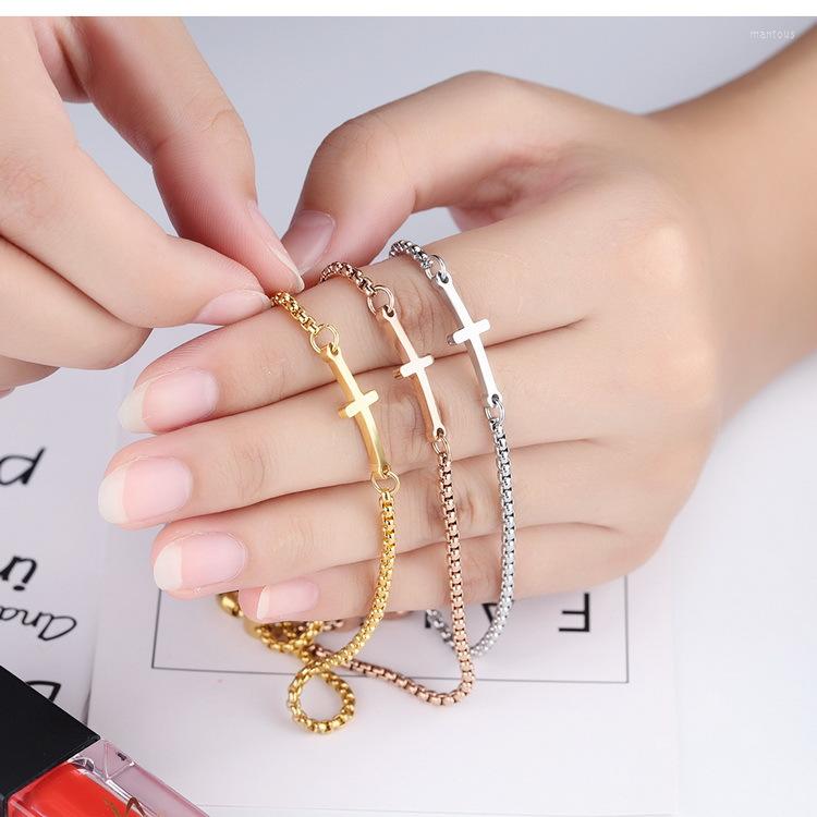 Link Bracelets Fashion Jewelry Bracelet Cross Stainless Steel For Women Birthday Gifts Charms Gold Color Simple Single Chain
Link Bracelets Fashion Jewelry Bracelet Cross Stainless Steel For Women Birthday Gifts Charms Gold Color Simple Single Chain