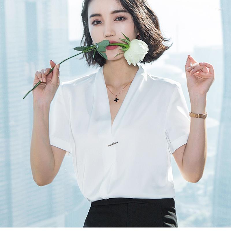 Women' Blouses Office Work Wear OL Women Chiffon Shirts Lady Casual Short Sleeve V-Neck Blusas Tops DD1843, White
Women' Blouses Office Work Wear OL Women Chiffon Shirts Lady Casual Short Sleeve V-Neck Blusas Tops DD1843, White