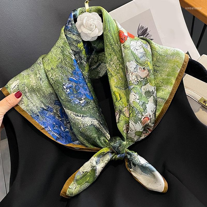 Scarves Silk Square Neck Scarf Foulard Female Hairbands Fashion Oil Painting Women Shawls Hand Wrist Hijab Bandana Elegant
Scarves Silk Square Neck Scarf Foulard Female Hairbands Fashion Oil Painting Women Shawls Hand Wrist Hijab Bandana Elegant