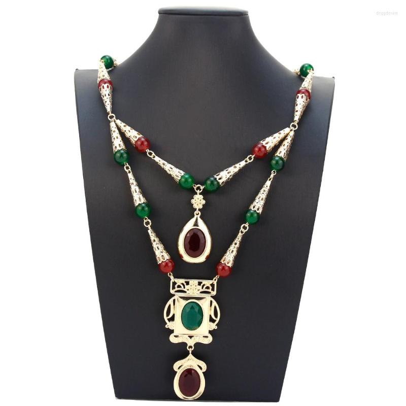 Pendant Necklaces Sunspicems Elegent Gold Color Arabian Bead Necklace Double Chain For Women Caftan Choker Algeria Bride Wedding Jewelry
Pendant Necklaces Sunspicems Elegent Gold Color Arabian Bead Necklace Double Chain For Women Caftan Choker Algeria Bride Wedding Jewelry