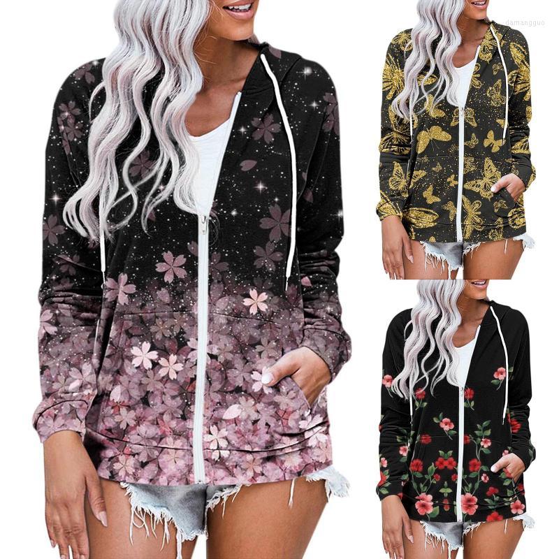 Women' Jackets Women' Spring Autumn Male Casual Long Sleeve Tunics Zip Up Hoodies Sweatshirt Flower Printing Zipper With Pockets Coat, Bk
Women' Jackets Women' Spring Autumn Male Casual Long Sleeve Tunics Zip Up Hoodies Sweatshirt Flower Printing Zipper With Pockets Coat, Bk