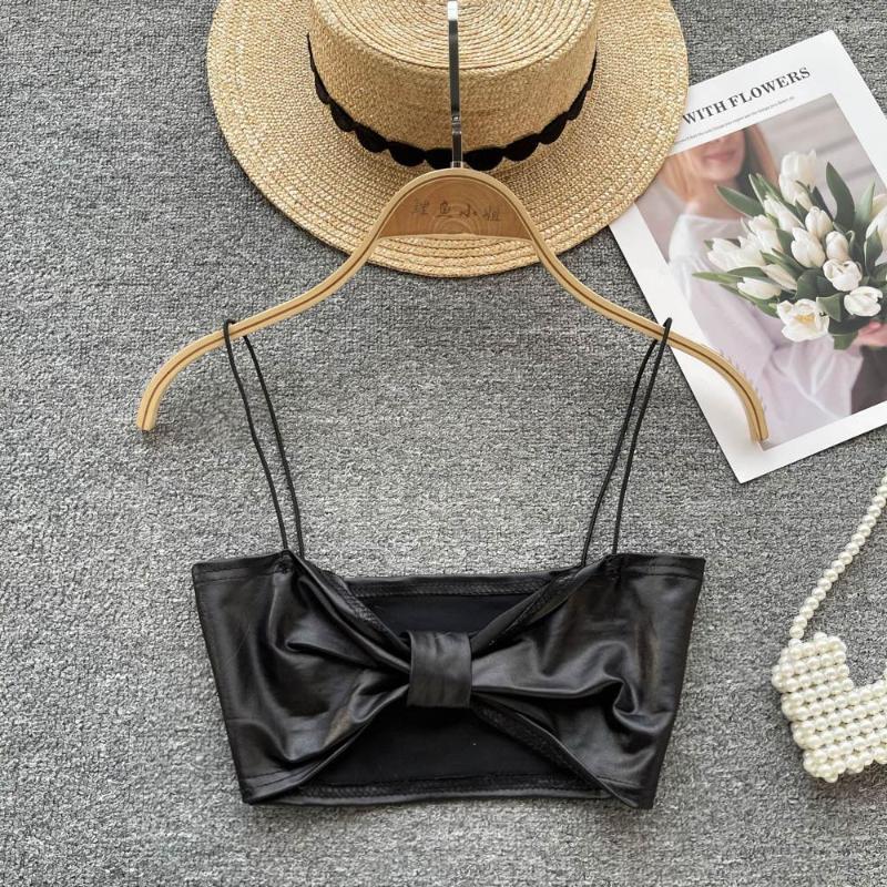Women's Tanks Korean Style PU Bow Camisole Crop Tops Female Sleeveless Spaghetti Strap Cami Sexy Tank Women Autumn/Winter Clothes Drop, Black
Women's Tanks Korean Style PU Bow Camisole Crop Tops Female Sleeveless Spaghetti Strap Cami Sexy Tank Women Autumn/Winter Clothes Drop, Black