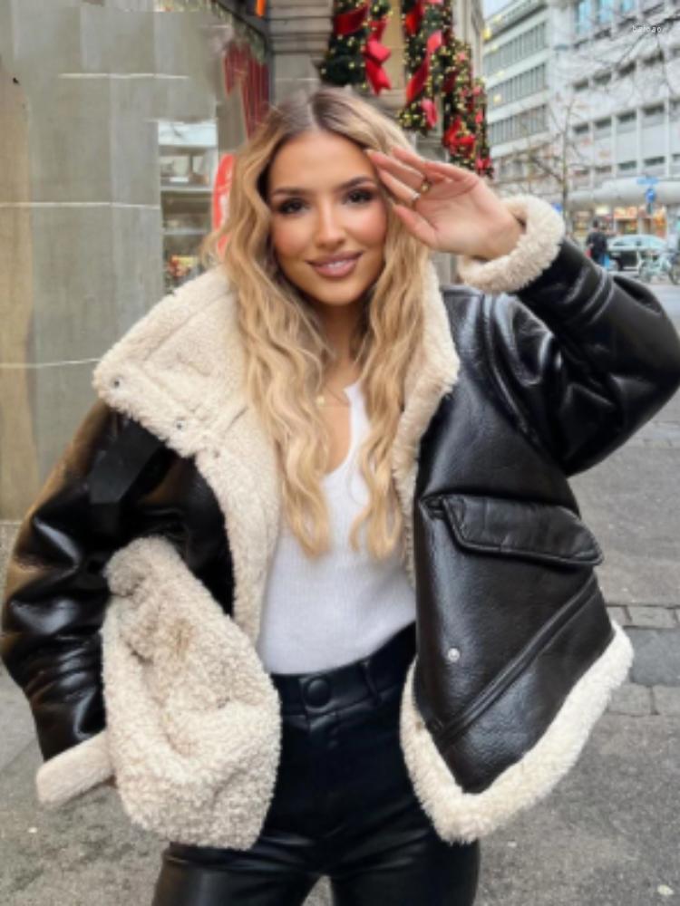 Women's Jackets Fur Faux Leather Lape Jacket Coat Women Long Sleeve Zippers Thick Coats Autumn Winter Fashion Female Warm Outerwear, Black
Women's Jackets Fur Faux Leather Lape Jacket Coat Women Long Sleeve Zippers Thick Coats Autumn Winter Fashion Female Warm Outerwear, Black
