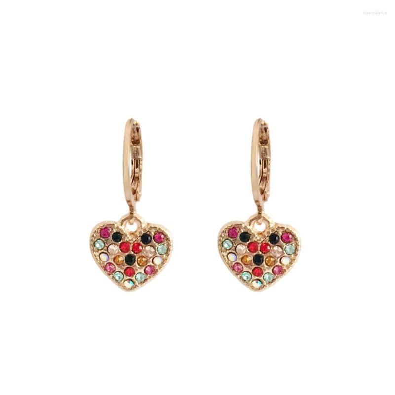 Hoop Earrings Blingbling Gold Color Plating Colorful Rainbow Mixed Stone In Heart Charm For Women Girl Lovely Cute Summer
Hoop Earrings Blingbling Gold Color Plating Colorful Rainbow Mixed Stone In Heart Charm For Women Girl Lovely Cute Summer