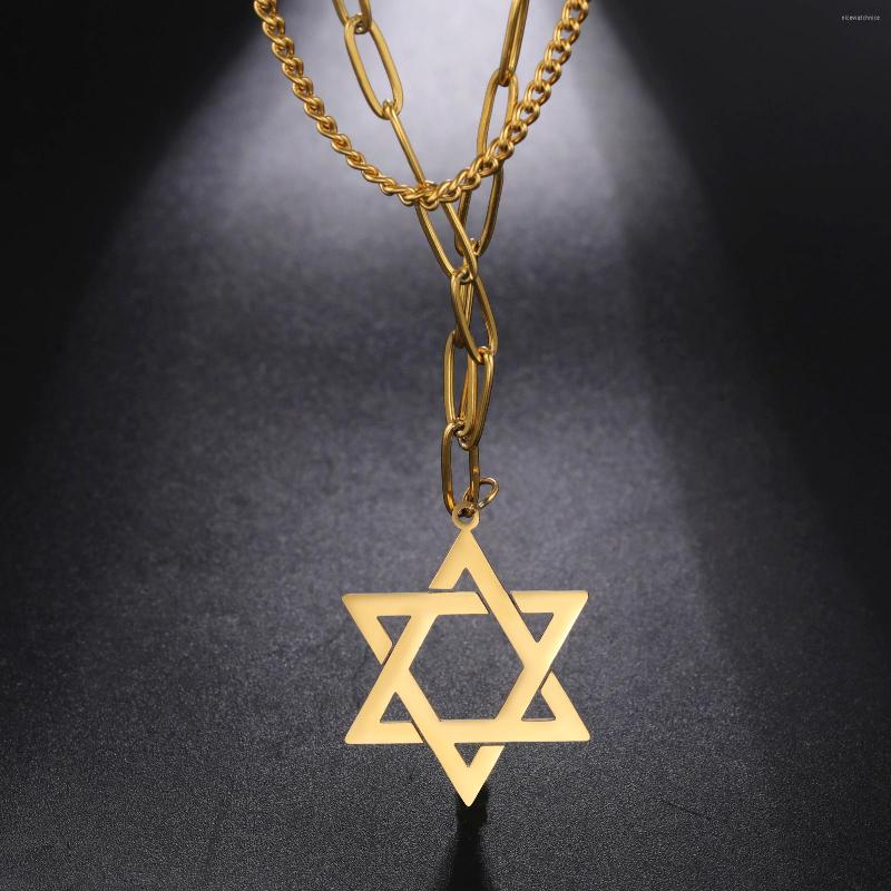 Pendant Necklaces Sipuris Double Chain Magen David Star Necklace Golden Choker Stainless Steel Israel Jewish Amulet Solomon Jelewry Gift
Pendant Necklaces Sipuris Double Chain Magen David Star Necklace Golden Choker Stainless Steel Israel Jewish Amulet Solomon Jelewry Gift