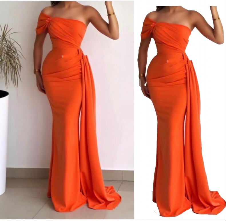 2023 Sexy Arabic Long Bridesmaid Dresses For Weddings Silk Satin Orange Mermaid One Shoulder Party Sweep Train Maid Honor Gowns
2023 Sexy Arabic Long Bridesmaid Dresses For Weddings Silk Satin Orange Mermaid One Shoulder Party Sweep Train Maid Honor Gowns