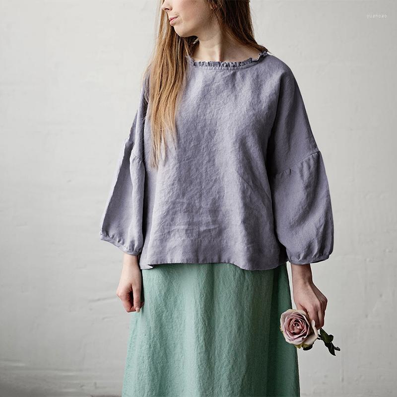 Women' T Shirts Retro Linen Women T-Shirt Casual Loose O-Neck Ruffles Long Sleeve Tees Spring Autumn Basic Tops Mujer Camisetas, 1 black 
Women' T Shirts Retro Linen Women T-Shirt Casual Loose O-Neck Ruffles Long Sleeve Tees Spring Autumn Basic Tops Mujer Camisetas, 1 black