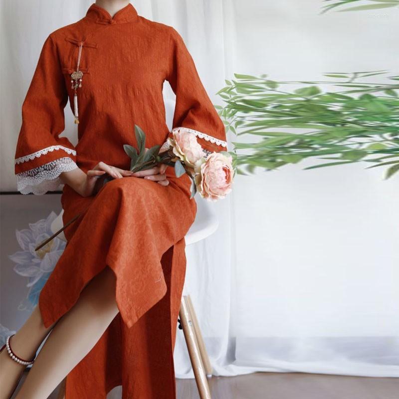 Ethnic Clothing Summer Daily Original Chinese Style Qipao Dress Vintage Inverted Big-sleeve Improved Cheongsam Cotton LooseDresses For Women
Ethnic Clothing Summer Daily Original Chinese Style Qipao Dress Vintage Inverted Big-sleeve Improved Cheongsam Cotton LooseDresses For Women