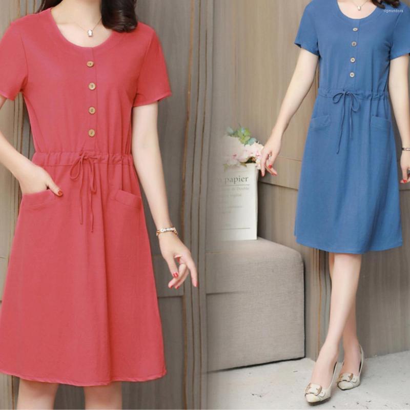 Party Dresses BacklakeGirls Streetwear Color Solid Knee Length Cocktail Women Round Neck Short Sleeve Drawstring Waist A-Line Dress, Blue
Party Dresses BacklakeGirls Streetwear Color Solid Knee Length Cocktail Women Round Neck Short Sleeve Drawstring Waist A-Line Dress, Blue