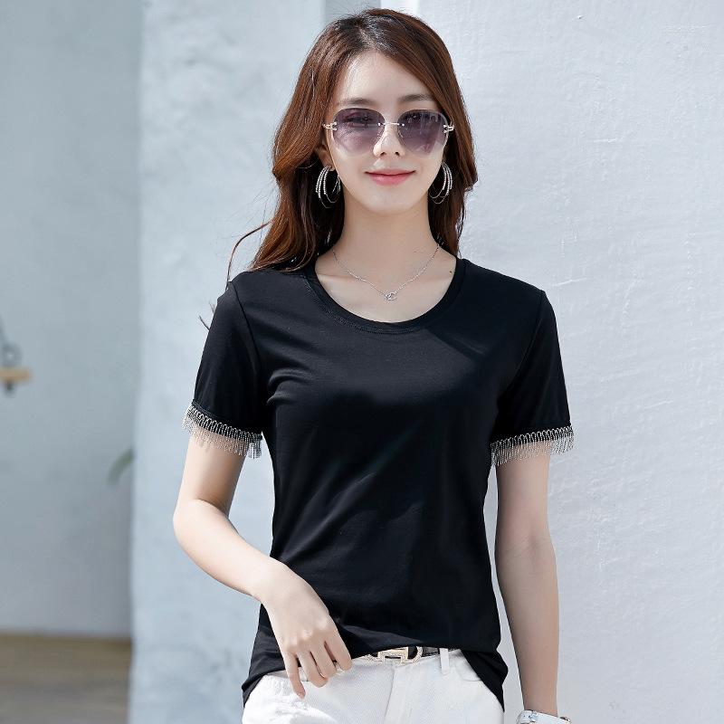 Women' T Shirts 2023 Summer V-neck 80 Branch Mercerized Cotton Cuff Chain Slim Wild Solid Color T-shirt Female Korean Top, Black-o
Women' T Shirts 2023 Summer V-neck 80 Branch Mercerized Cotton Cuff Chain Slim Wild Solid Color T-shirt Female Korean Top, Black-o