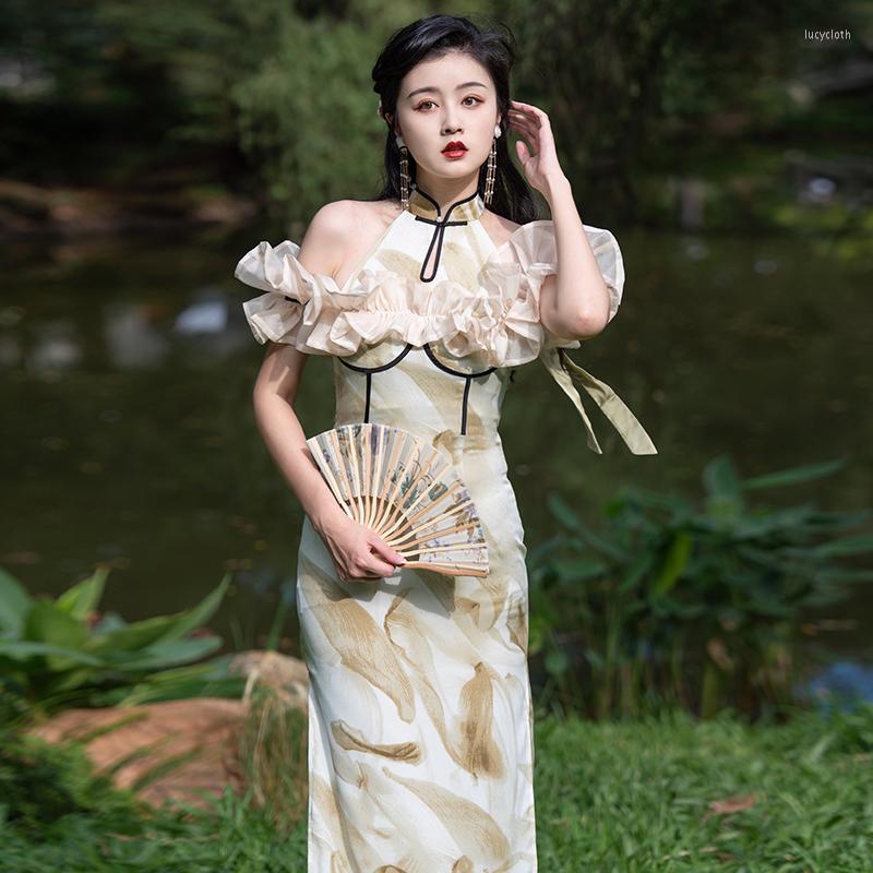 Ethnic Clothing Chinese Style Classic Women Slim Cheongsam Sexy Hlater Summer Femme Qipao Vintage China Oil Painting Split Lady
Ethnic Clothing Chinese Style Classic Women Slim Cheongsam Sexy Hlater Summer Femme Qipao Vintage China Oil Painting Split Lady