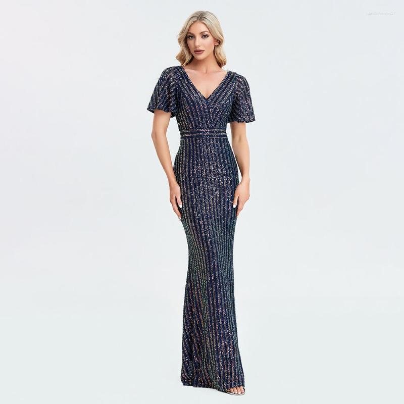 Ethnic Clothing Flare Sleeve Ruffles V Neck Long Dress Qipao Sparkling Sequins Navy Blue Cheongsam Women Sexy Tight Slim Vestidos Clothes
Ethnic Clothing Flare Sleeve Ruffles V Neck Long Dress Qipao Sparkling Sequins Navy Blue Cheongsam Women Sexy Tight Slim Vestidos Clothes