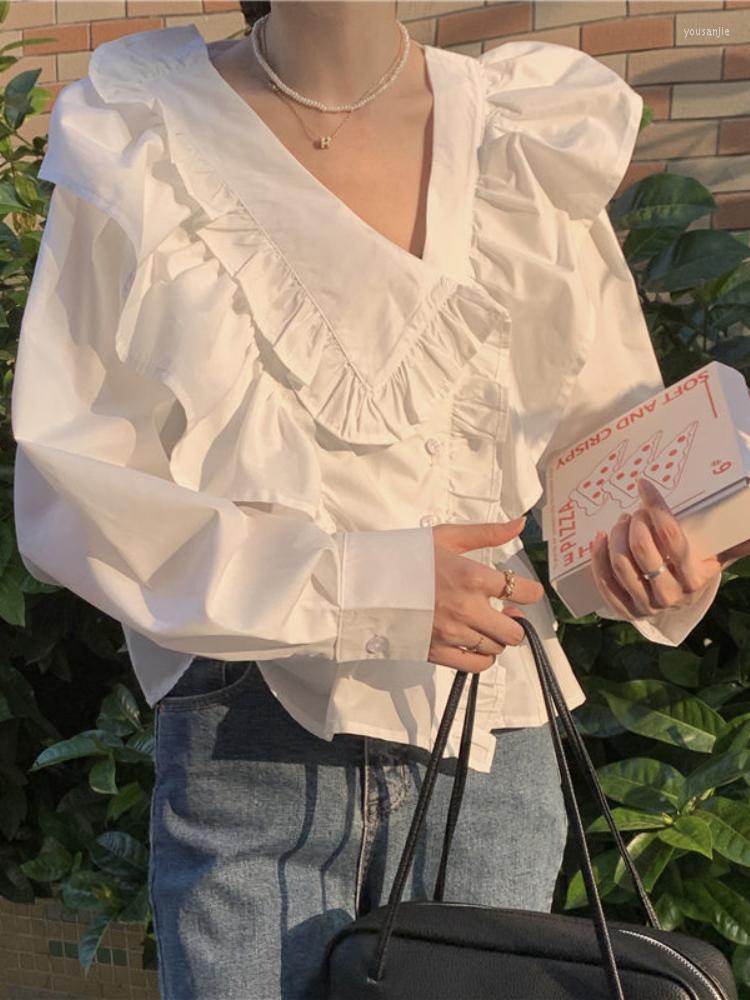 Women' Blouses Summer Korean Style Sweet Blouse Women Solid Loose Kawaii Tops Female Casual Patchwork Ruffle Elastic Fashion Top 2023, White
Women' Blouses Summer Korean Style Sweet Blouse Women Solid Loose Kawaii Tops Female Casual Patchwork Ruffle Elastic Fashion Top 2023, White