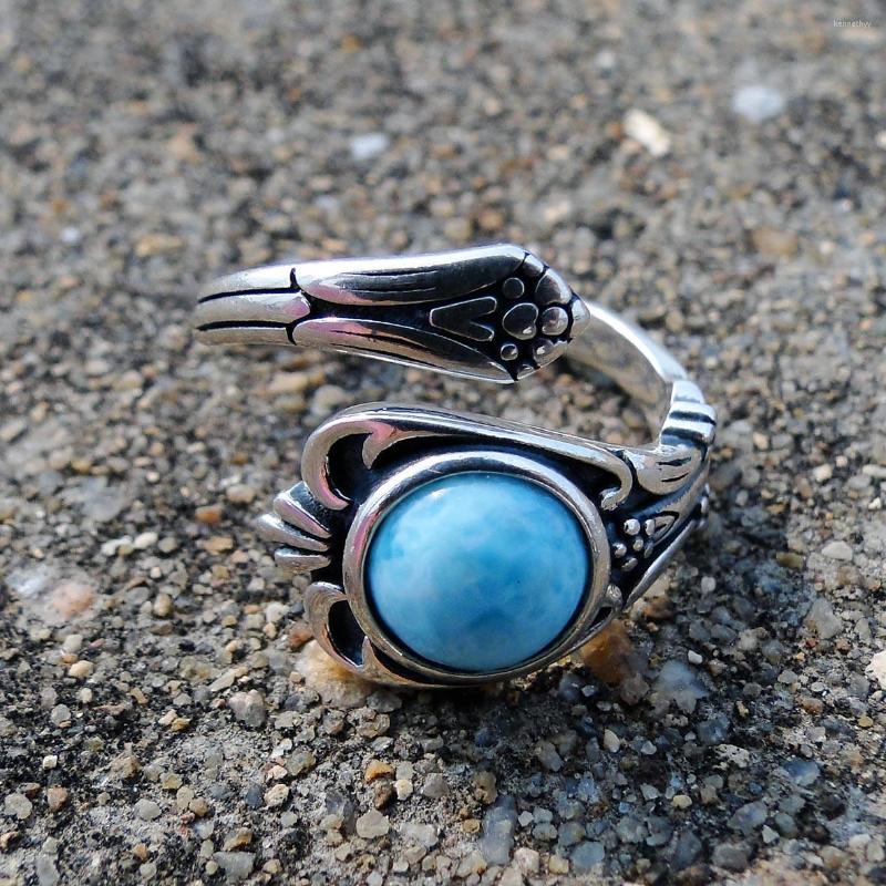 Cluster Rings Elegant Silver Antique Ring Natural Larimar Adjustable Size 925 Sterling Engagement Wedding
Cluster Rings Elegant Silver Antique Ring Natural Larimar Adjustable Size 925 Sterling Engagement Wedding