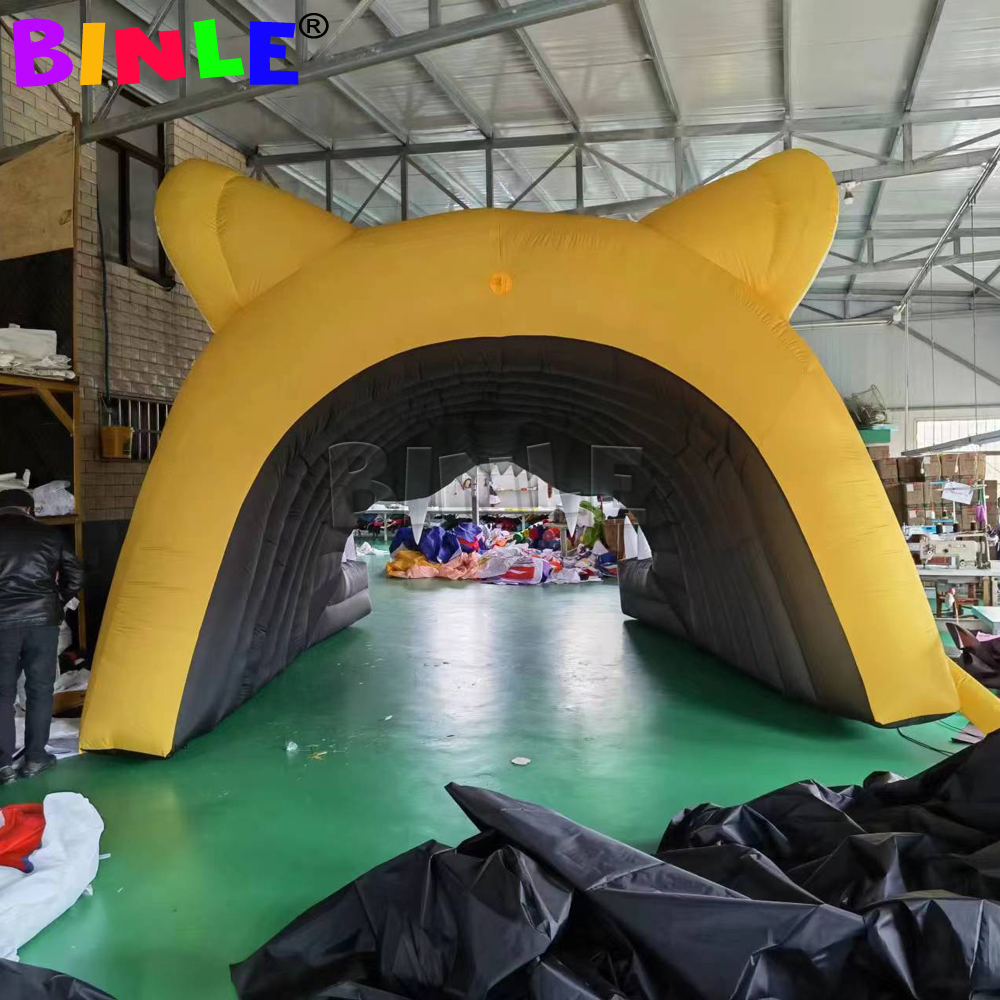Oxford animal head inflatable tiger football tunnel for sports event decoration mascot entrance door gate