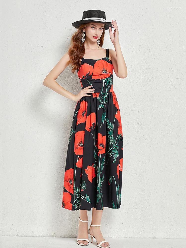 Casual Dresses Banulin Fashion Designer Runway Summer Ruched Midi Dress Women' Spaghetti Strap Red Rose Print Holiday Beach Long, Black
Casual Dresses Banulin Fashion Designer Runway Summer Ruched Midi Dress Women' Spaghetti Strap Red Rose Print Holiday Beach Long, Black