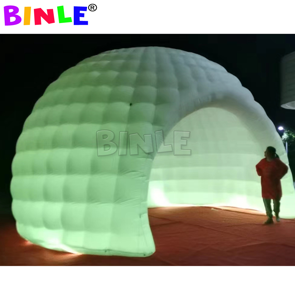 Commercial mobile LED inflatable half dome tent with built-in fan luna temporary Cocktail bar for party show