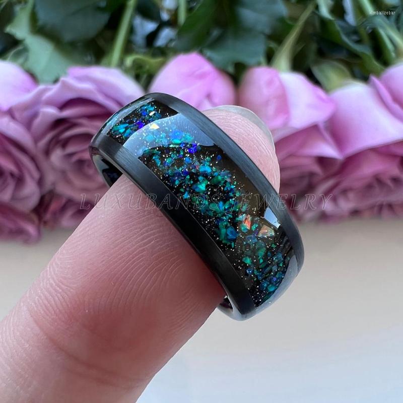 Wedding Rings Womens Mens 8mm In Stock Black Multicolor Galaxy Series Opal Chip Inlay Engagement Band Brushed Finish Comfort Fit
Wedding Rings Womens Mens 8mm In Stock Black Multicolor Galaxy Series Opal Chip Inlay Engagement Band Brushed Finish Comfort Fit