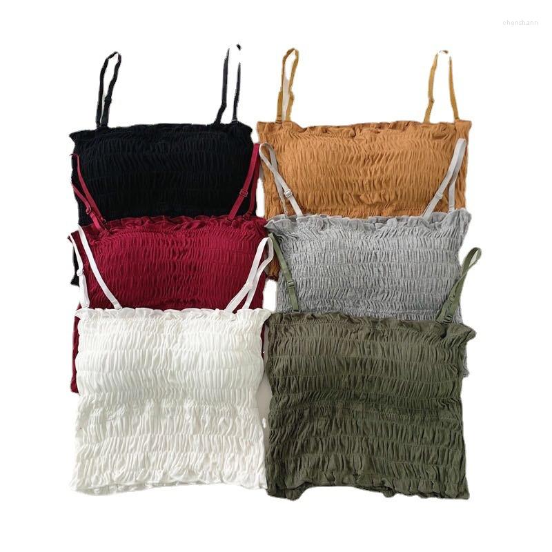 Women's Tanks Vintage Ruffles Summer Top Folds Word Collar Tank Tops Suspenders Vest Spaghetti Sling Chest Wrap Seamless Female, Black
Women's Tanks Vintage Ruffles Summer Top Folds Word Collar Tank Tops Suspenders Vest Spaghetti Sling Chest Wrap Seamless Female, Black