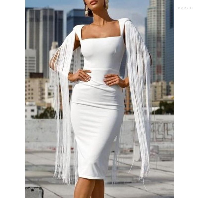 Casual Dresses White Tassel Sleeve Bodycon Prom Midi Dress Sexy Square Neck Elegant Women' For Party Celebrity Evening Gown Wedding
Casual Dresses White Tassel Sleeve Bodycon Prom Midi Dress Sexy Square Neck Elegant Women' For Party Celebrity Evening Gown Wedding