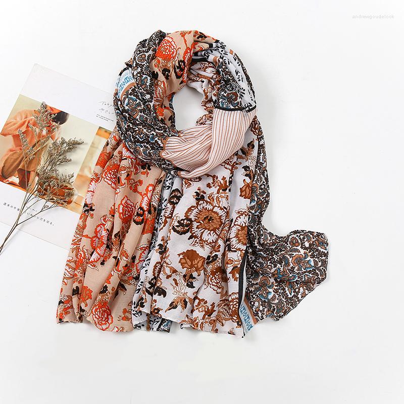 

Scarves Autumn Tassel Viscose Hijab Floral Shawl Scarf Women Print Wrap Pashmina Stole Bufandas Muslim Veils Islam Turban Foulard Poncho