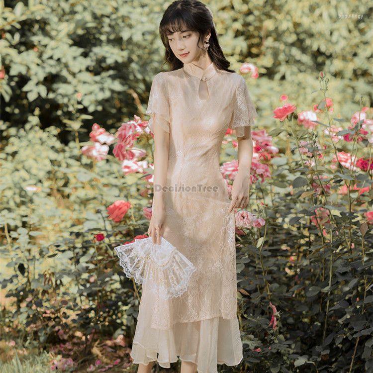 Ethnic Clothing 2023 Summer Retro Elegant Improved Chinese Cheongsam Dress Short Sleeve Hollow Out Design Women Fairy Daily Long Qipao
Ethnic Clothing 2023 Summer Retro Elegant Improved Chinese Cheongsam Dress Short Sleeve Hollow Out Design Women Fairy Daily Long Qipao