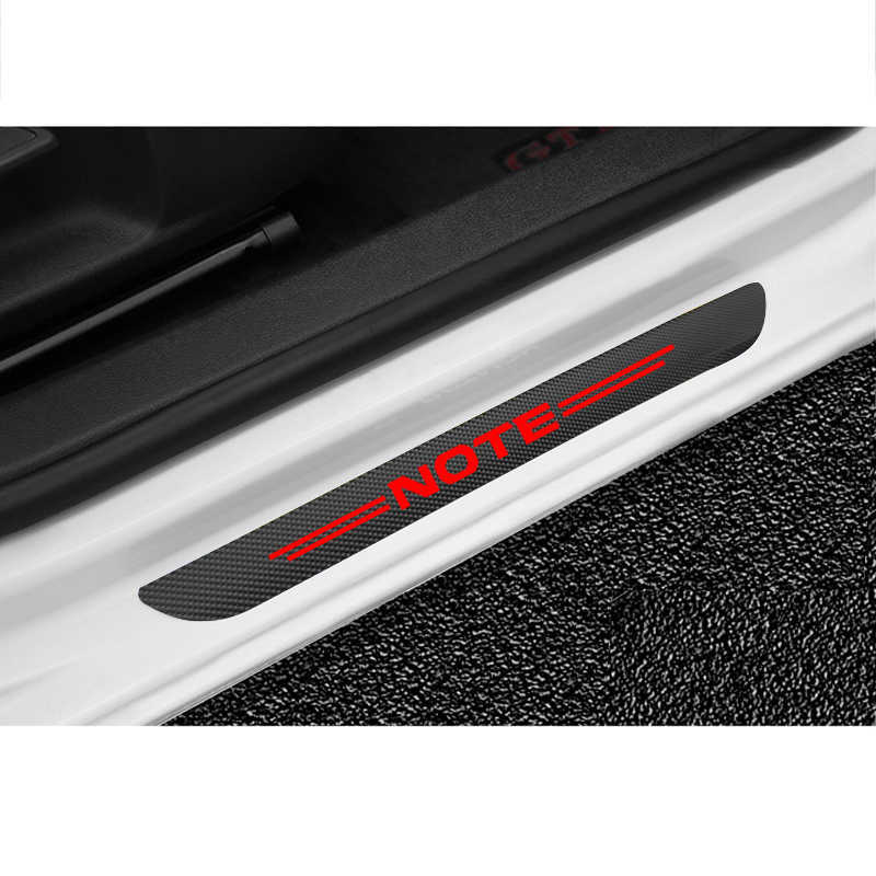 4Pcs Carbon Fiber Car Door Sill Scuff Anti Scratch Sticker for Nissan NOTE E11 E12 Accessories