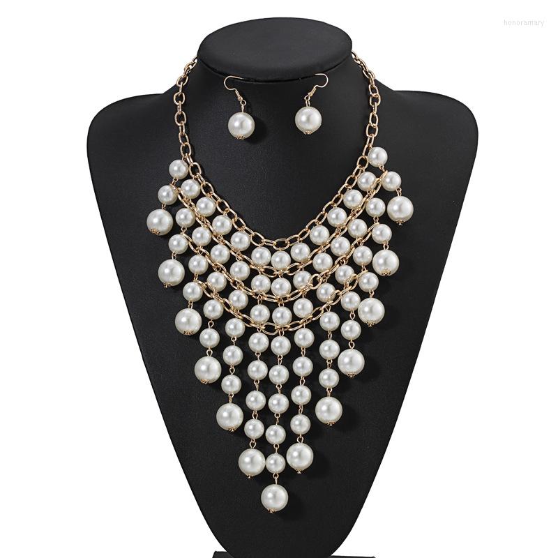 Necklace Earrings Set Fashion Suit Multi-layer Tassel Exaggerated Pearl Woman Party Costume Jewelry Accessories, Picture shown
Necklace Earrings Set Fashion Suit Multi-layer Tassel Exaggerated Pearl Woman Party Costume Jewelry Accessories, Picture shown