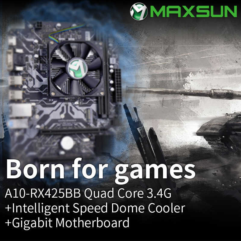 MAXSUN Motherboard A10 Quad Core Super Onboard AMD CPU RX452BB Graphics Card RAM DDR3 SATA3 With Radiator Set Desktop Full New