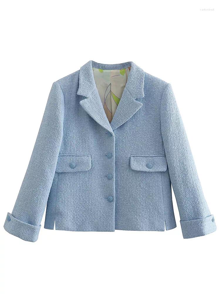 Women' Suits 2023 Spring Fashion Single Breasted Cropped Textures Blazer Coat Vintage Long Sleeve Pockets Female Outerwear Chic Femme, Colour2
Women' Suits 2023 Spring Fashion Single Breasted Cropped Textures Blazer Coat Vintage Long Sleeve Pockets Female Outerwear Chic Femme, Colour2