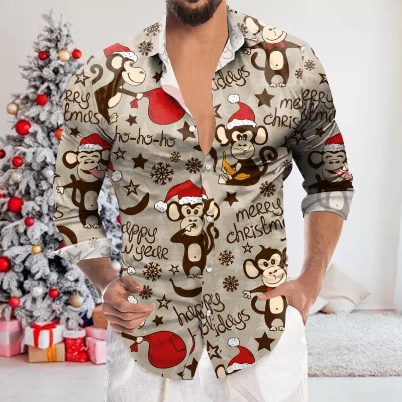 Men's Casual Shirts Men's Christmas Long Sleeve Shirt Navidad Party Festival Monkey Santa & Hat Print Fashion Cartoon, L-3
Men's Casual Shirts Men's Christmas Long Sleeve Shirt Navidad Party Festival Monkey Santa & Hat Print Fashion Cartoon, L-3