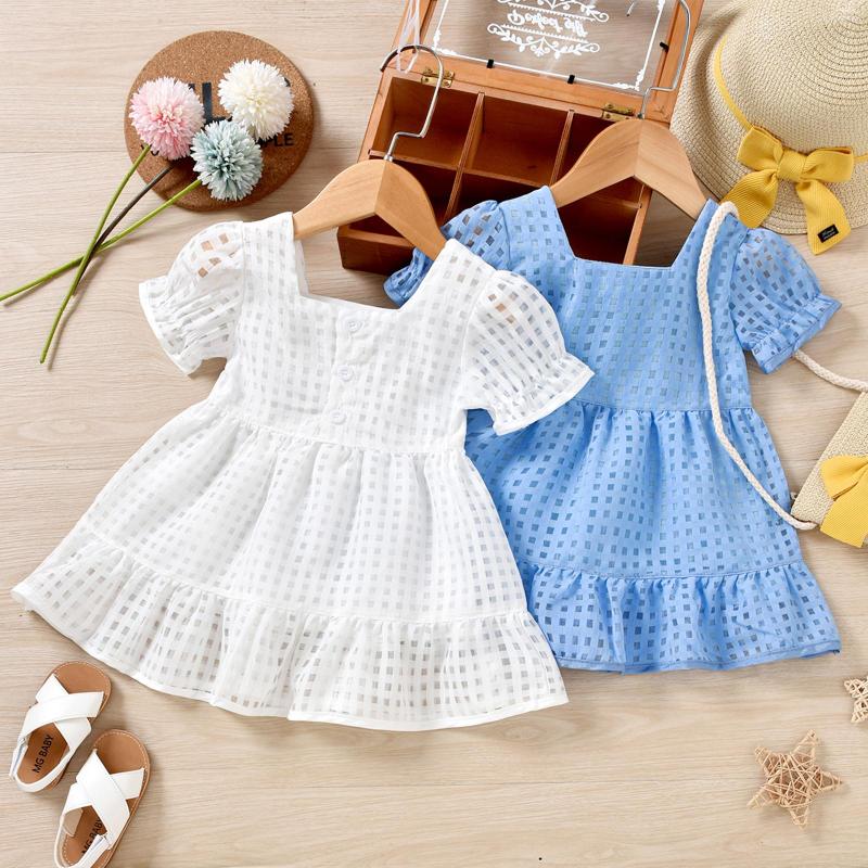 Girl Dresses 6M-3 Years Baby Dress Short Sleeve Square Neck Solid Hollowed Summer For Casual Daily, Blue
Girl Dresses 6M-3 Years Baby Dress Short Sleeve Square Neck Solid Hollowed Summer For Casual Daily, Blue