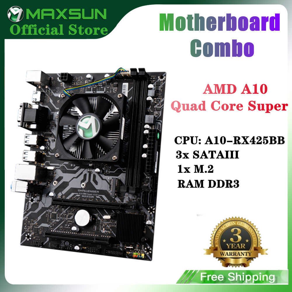 MAXSUN Motherboard A10 Quad Core Super Onboard AMD CPU RX452BB Graphics Card RAM DDR3 SATA3 With Radiator Set Desktop Full New