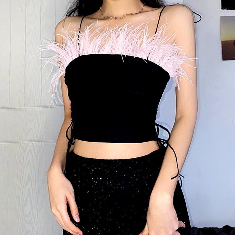 Women' Tanks Sexy Summer Casual Streetwear Camisoles Vest Fluff Patchwork Backless Spaghetti Strap Slim Fit Crop Tops Female Black
Women' Tanks Sexy Summer Casual Streetwear Camisoles Vest Fluff Patchwork Backless Spaghetti Strap Slim Fit Crop Tops Female Black