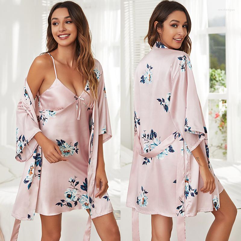 Women' Sleepwear Sexy Robe And Gown Set For Women Fashion Floral Print Bathrobe Nightgown Summer Romantic Kimono Sleeping Nighty Home, Beige
Women' Sleepwear Sexy Robe And Gown Set For Women Fashion Floral Print Bathrobe Nightgown Summer Romantic Kimono Sleeping Nighty Home, Beige