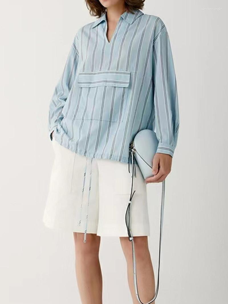 Women's Blouses Women's V-Neck Striped Shirt With Big Pocket Hem Lace-Up 2023 Summer Ladies Loose Long Sleeve Casual Blouse Top
Women's Blouses Women's V-Neck Striped Shirt With Big Pocket Hem Lace-Up 2023 Summer Ladies Loose Long Sleeve Casual Blouse Top