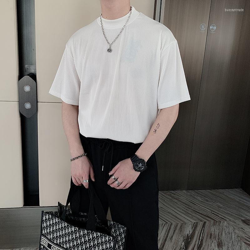 Men's T Shirts Summer Korean Half High Collar Pleated Elastic Slim Short Sleeve T-shirt Men's Stand Fashion Men Tshirt, Black
Men's T Shirts Summer Korean Half High Collar Pleated Elastic Slim Short Sleeve T-shirt Men's Stand Fashion Men Tshirt, Black
