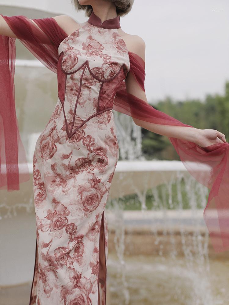 Ethnic Clothing Autumn Chinese Style Traditional Qipao Dress Improved Cheongsam Women Sexy Ribbon Design Red Rose Fashion Retro Pd
Ethnic Clothing Autumn Chinese Style Traditional Qipao Dress Improved Cheongsam Women Sexy Ribbon Design Red Rose Fashion Retro Pd